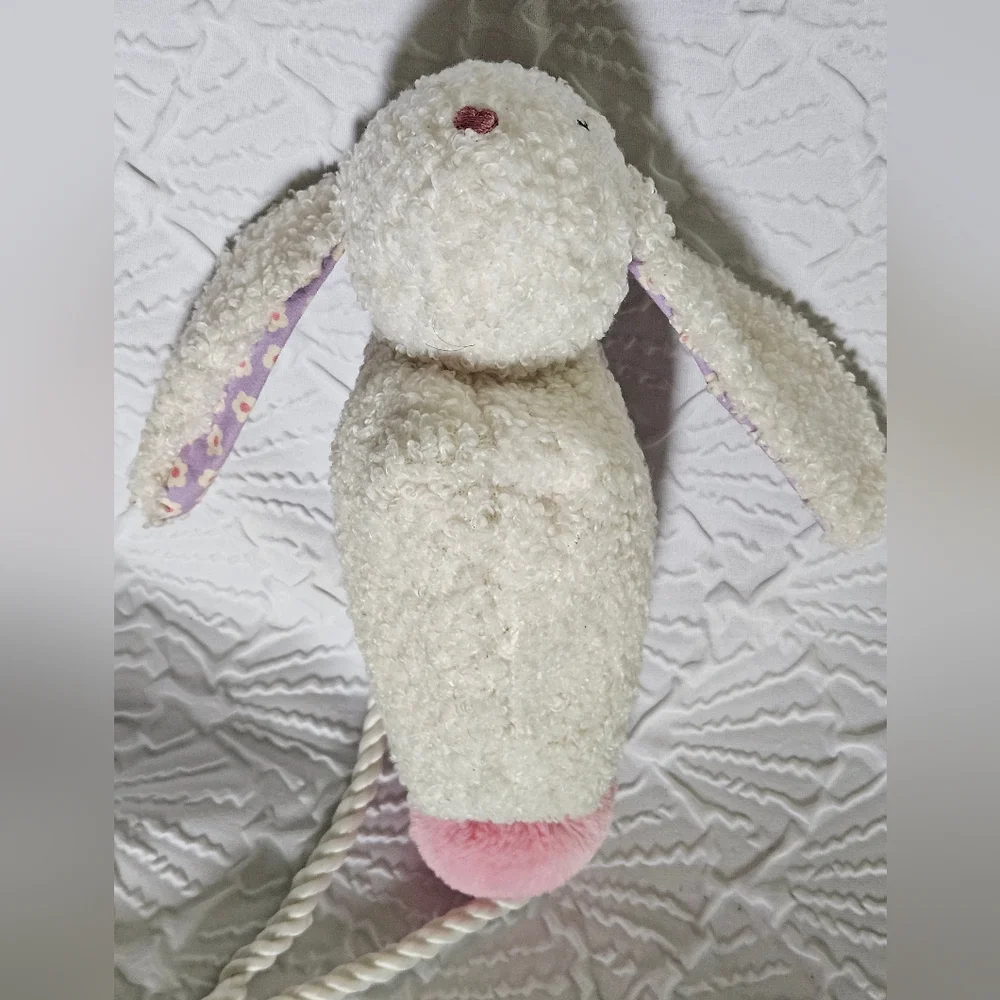 H&M Kids Fluffy Sherpa Bunny Crossbody Purse Floral Lining- Novelty Bag